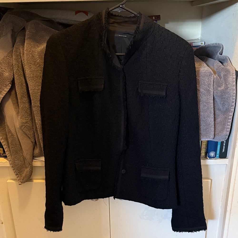 Elie Tahari Black Tweed Textured Blazer